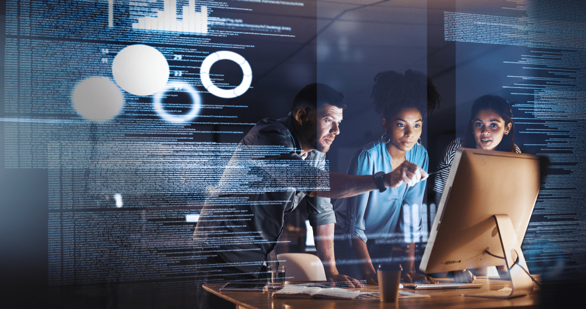 Engineers working at screens